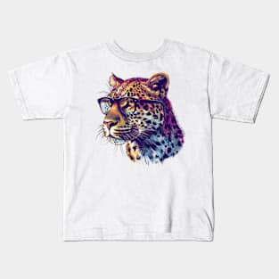 Leopard Chic: The Spectacle-Wearing Feline Tee Kids T-Shirt